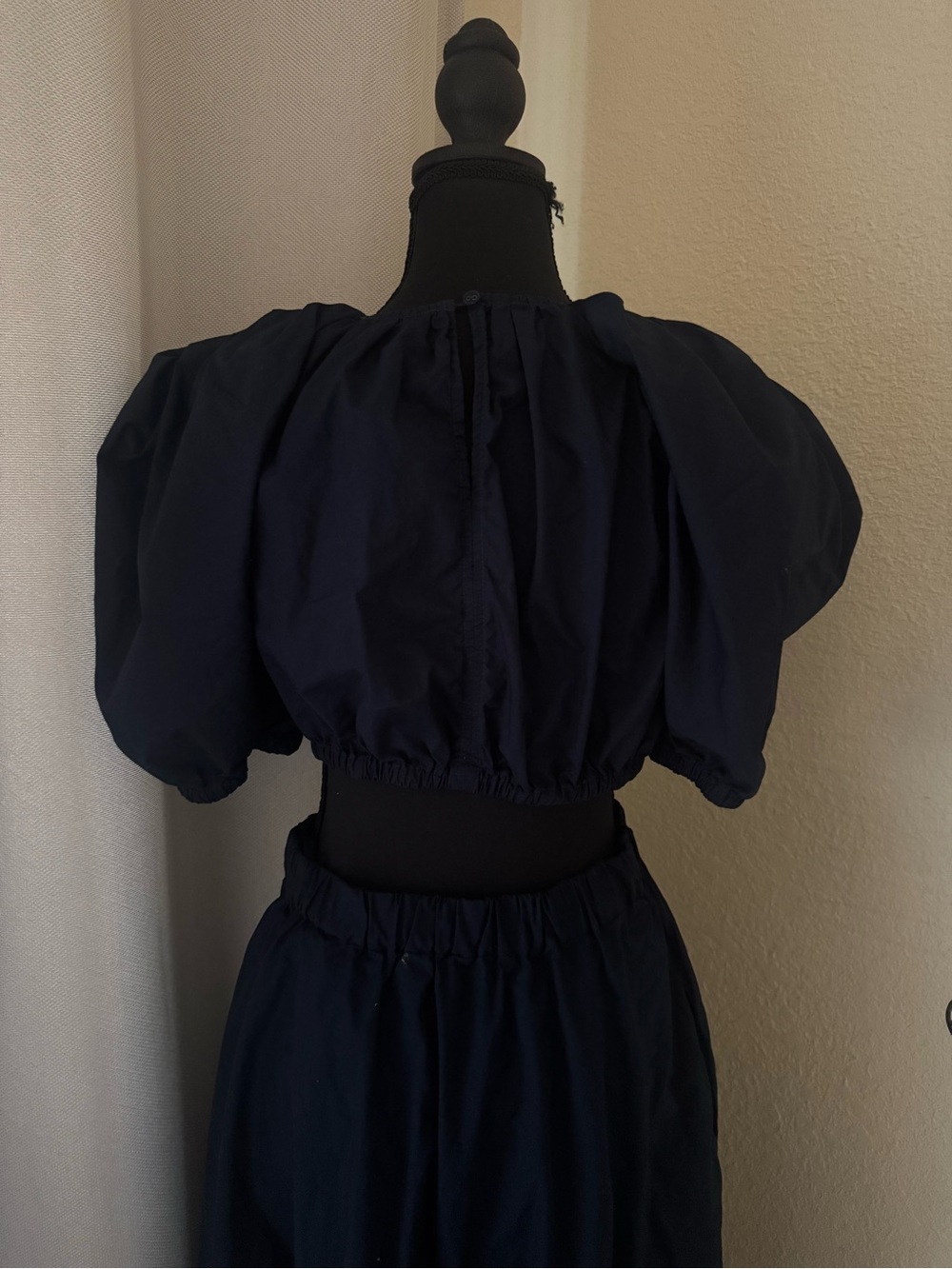 Ulla Johnson Navy Cotton Puff Sleeve Cutout Midi Dress Size 6 - Picture 7 of 9